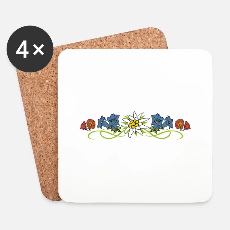 Alpenblumen - Untersetzer (4er-Set) - Weiß