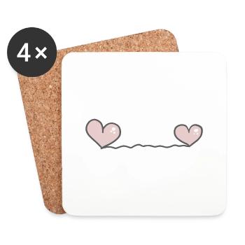 Cœur coeur - Dessous de verre (lot de 4) - blanc - Devant