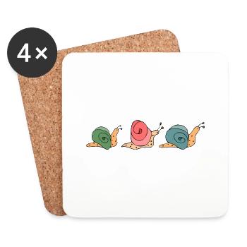 Escargots - Dessous de verre (lot de 4) - blanc - Devant