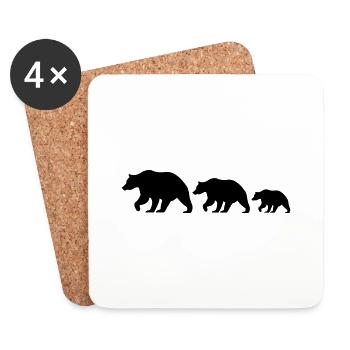 Famille Bear - Dessous de verre (lot de 4) - blanc - Devant