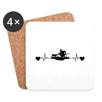 Chasse Heartbeat Hunter ECG Fréquence du pouls de chasse - Dessous de verre (lot de 4) - blanc - Devant