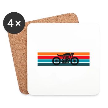 Moto Cafe Racer Retro Design - Untersetzer (4er-Set) - Weiß - Vorne