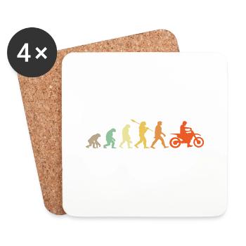Evolution Motorradfahrer - Untersetzer (4er-Set) - Weiß - Vorne