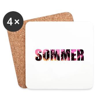 Cooles Retro Design Sommer Strand Palmen Summer - Untersetzer (4er-Set) - Weiß - Vorne