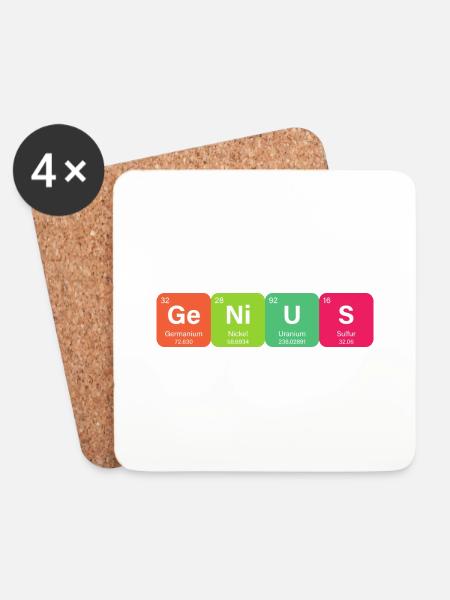 Genius Periodensystem Element - Untersetzer (4er-Set) - Weiß