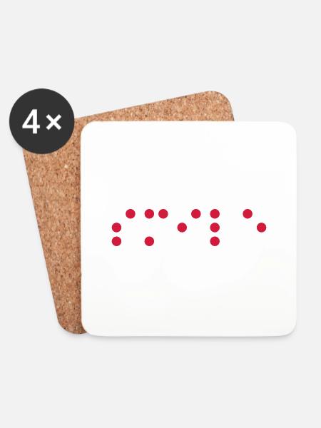 Lächeln in Braille-Code, Braille-Schrift für Blinde - Untersetzer (4er-Set) - Weiß