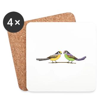 Oiseaux - Dessous de verre (lot de 4) - blanc - Devant