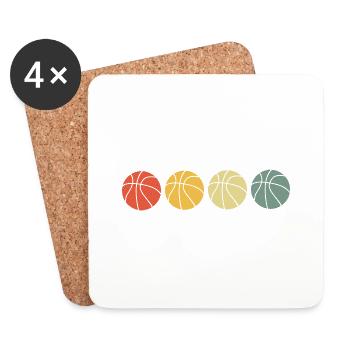 Basketball vintage rétro - Dessous de verre (lot de 4) - blanc - Devant