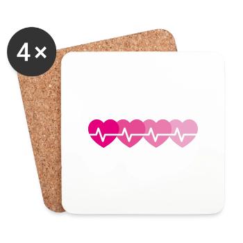 Fréquence Heart Pulse Heartline - Dessous de verre (lot de 4) - blanc - Devant