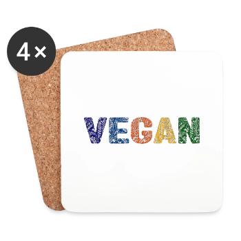 Veganes Muster - Primärfarben - Untersetzer (4er-Set) - Weiß - Vorne