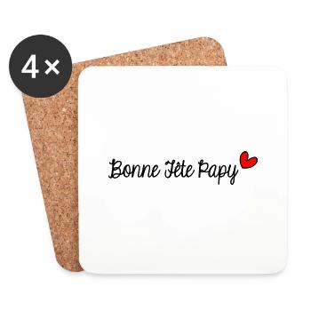 PAPY. BONNE FÊTE PAPA. PAPA. FÊTE DES PÈRES. FÊTE - Dessous de verre (lot de 4) - blanc - Devant