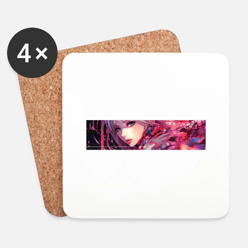 Anime Cyber - Untersetzer (4er-Set) - Weiß