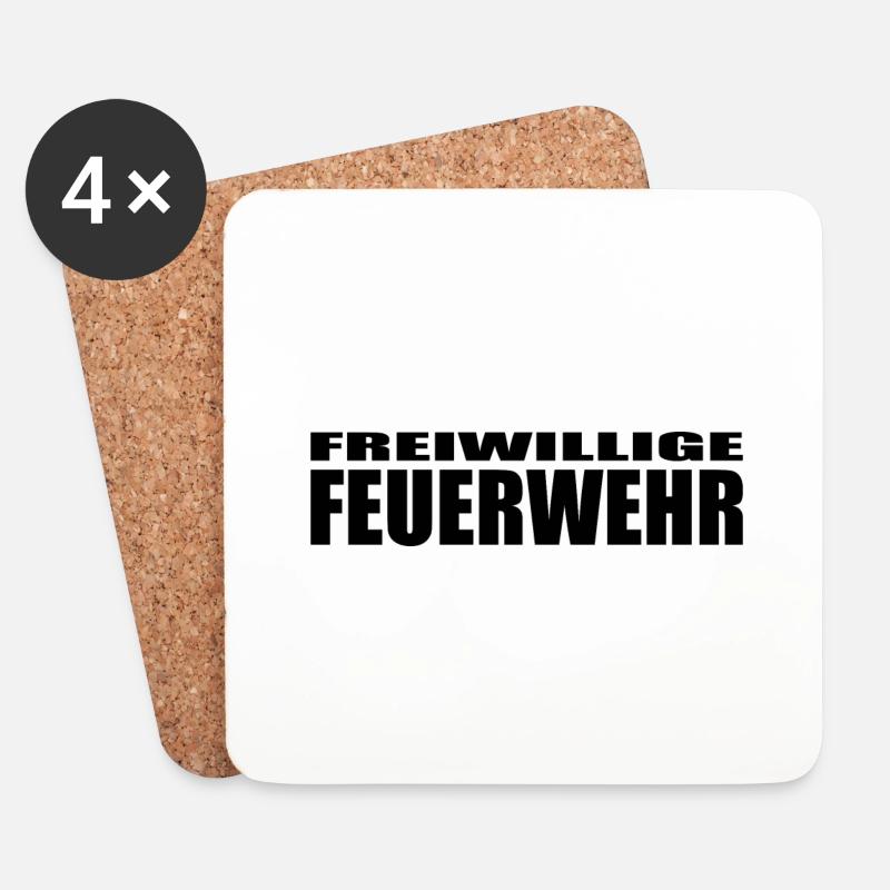 Feuerwehr - Untersetzer (4er-Set) - Weiß