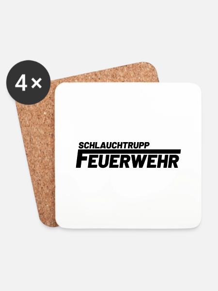 Schlauchtrupp Freiwillige Feuerwehr - Untersetzer (4er-Set) - Weiß