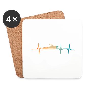 Heartbeat boat - Coasters (set of 4) - white - Front