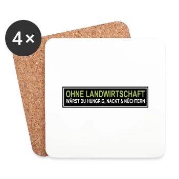 Ohne Landwirtschaft Hungrig Nackt Nüchtern Bauer - Untersetzer (4er-Set) - Weiß - Vorne