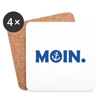 Moin - Guten Morgen - Nordsee - Ostsee - Anker - Untersetzer (4er-Set) - Weiß - Vorne