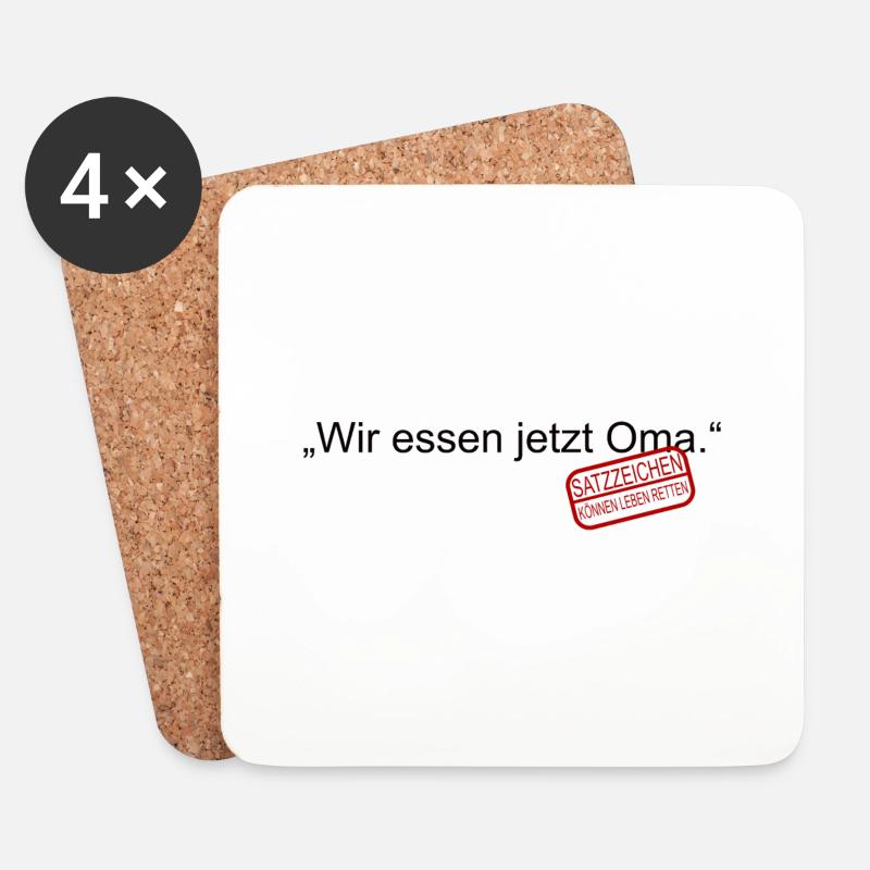 Wir essen jetzt Oma Satzzeichen Leben retten Komma - Untersetzer (4er-Set) - Weiß
