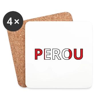Drapeau Pérou - Dessous de verre (lot de 4) - blanc - Devant