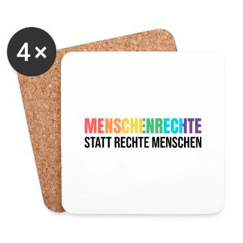 Menschenrechte statt rechte Menschen gegen rechts - Untersetzer (4er-Set) - Weiß - Vorne