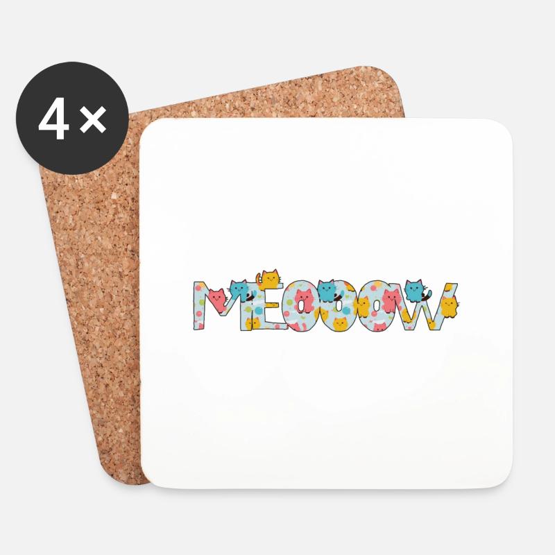 meow - Untersetzer (4er-Set) - Weiß