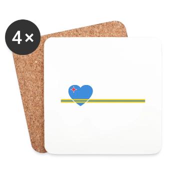 I love Aruba - Dutch Caribbean - Oranjestad - Untersetzer (4er-Set) - Weiß - Vorne