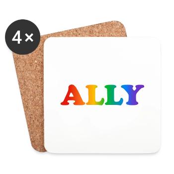 Allié de la Gay Pride - Dessous de verre (lot de 4) - blanc - Devant