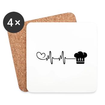 Chef's Hat Pulse Heartbeat - Coasters (set of 4) - white - Front