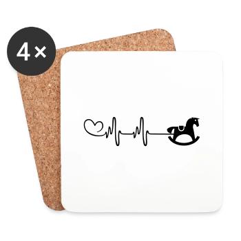 Shovel Horse Icon Pulse Heartbeat - Coasters (set of 4) - white - Front