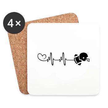 Icône du football Pulse Heartbeat - Dessous de verre (lot de 4) - blanc - Devant