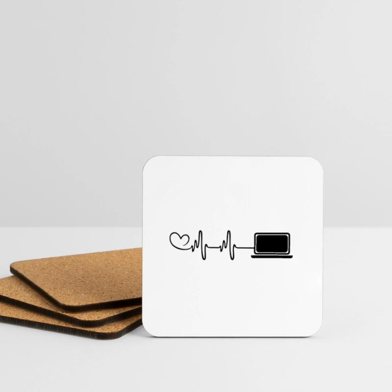 Laptop Heart Pulse Pc Programmer Coasters (set of 4)