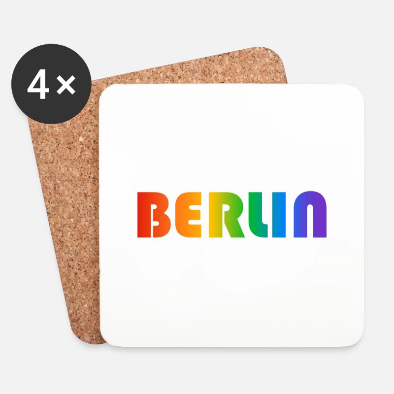 Berliner Regenbogen Text - Untersetzer (4er-Set) - Weiß