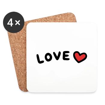 Love Herz - Untersetzer (4er-Set) - Weiß - Vorne