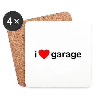 J'aime Garage DJ - Dessous de verre (lot de 4) - blanc - Devant