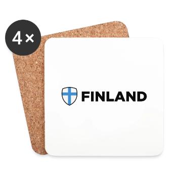 Drapeau national de la Finlande - Dessous de verre (lot de 4) - blanc - Devant