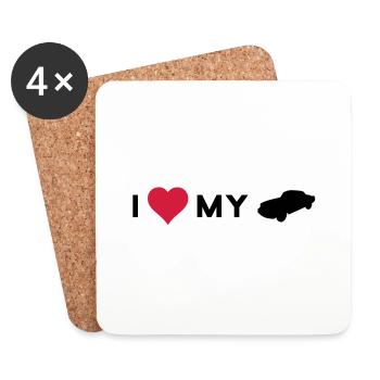 J'aime ma voiture - Dessous de verre (lot de 4) - blanc - Devant