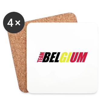 Team Belgium Belgium Text Flag Cool Football Fan - Coasters (set of 4) - white - Front