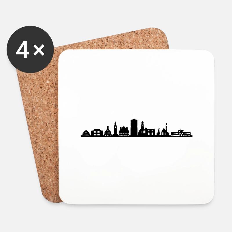 Skyline - Augsburg - Untersetzer (4er-Set) - Weiß