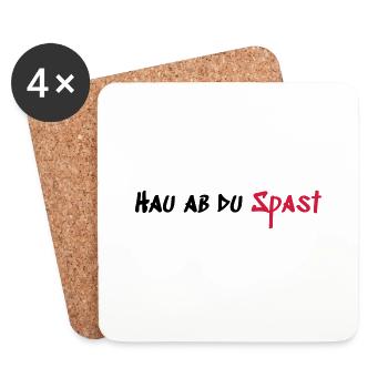Hau ab du Spast - Untersetzer (4er-Set) - Weiß - Vorne