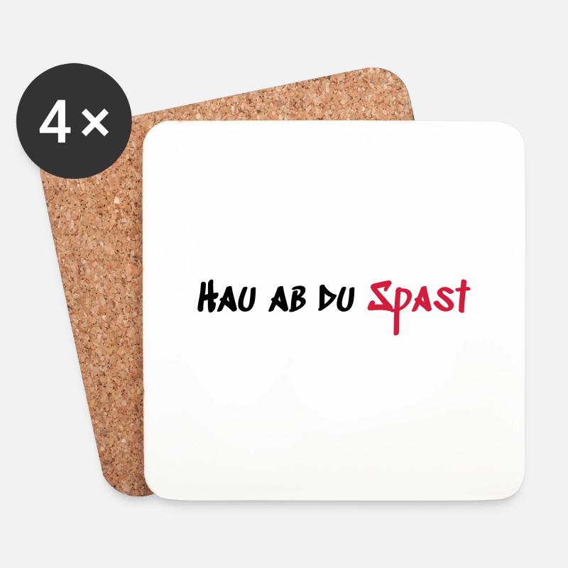 Hau ab du Spast - Untersetzer (4er-Set) - Weiß