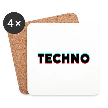 TECHNO - Untersetzer (4er-Set) - Weiß - Vorne