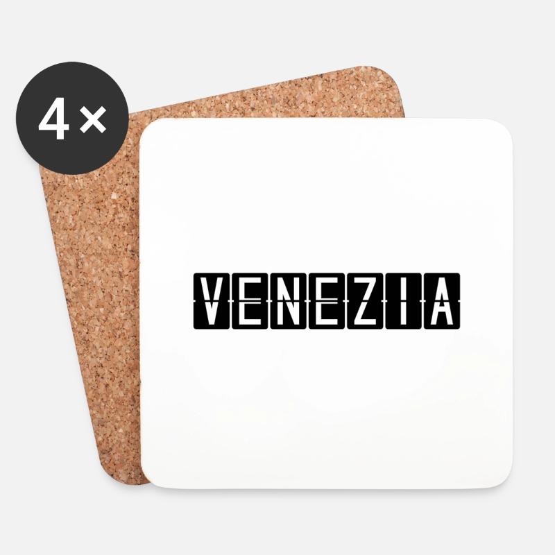 Venezia Flughafentafel - Untersetzer (4er-Set) - Weiß