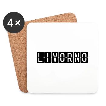 Panneau de l’aéroport de Livourne - Dessous de verre (lot de 4) - blanc - Devant