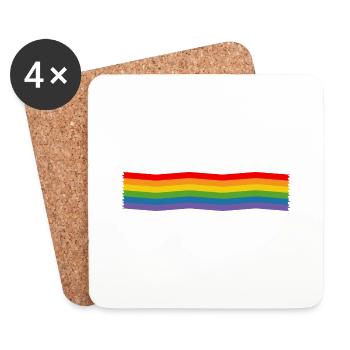 rayures arc-en-ciel pointues LGBT LGBTQI queer - Dessous de verre (lot de 4) - blanc - Devant