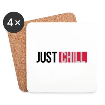 Just Chill Text Logo - Coasters (set of 4) - white - Front
