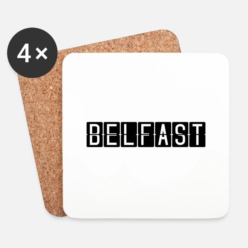 Belfast Flughafentafel - Untersetzer (4er-Set) - Weiß