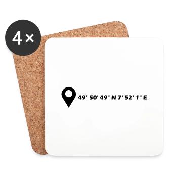 Bad Kreuznach coordinates - Coasters (set of 4) - white - Front