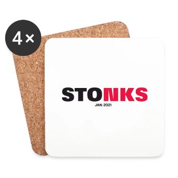STONKS - Untersetzer (4er-Set) - Weiß - Vorne
