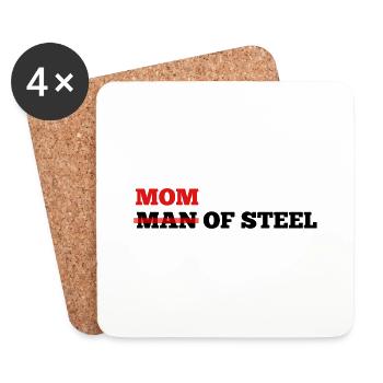 MOM of steel,not man of steel for super moms - Coasters (set of 4) - white - Front