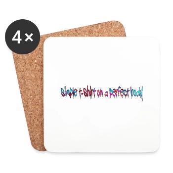 Einfaches T-Shirt mit perfektem Körper - Untersetzer (4er-Set) - Weiß - Vorne